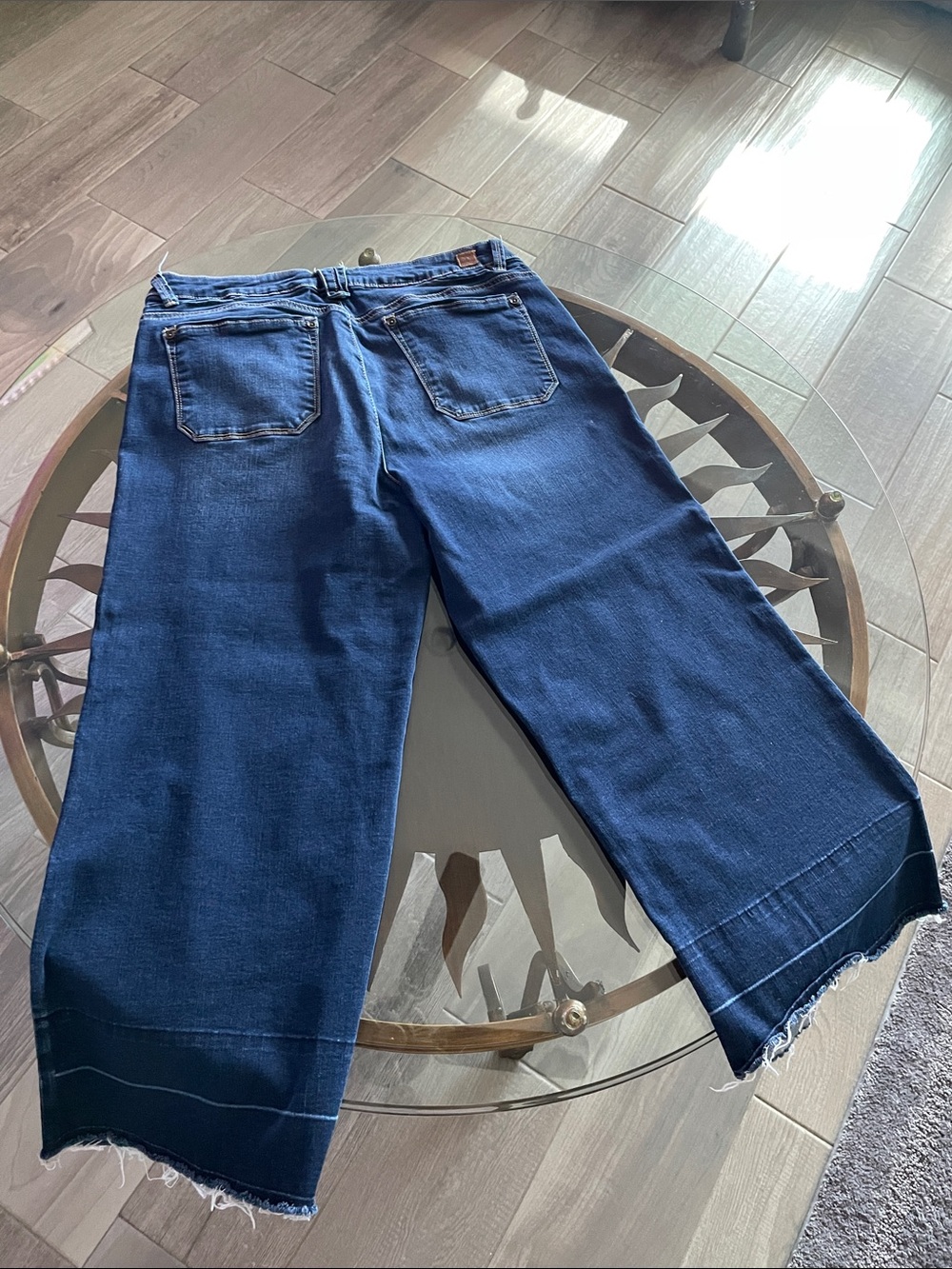 Democracy Dark Blue Cropped Wide-Leg Jeans - Picture 2 of 5
